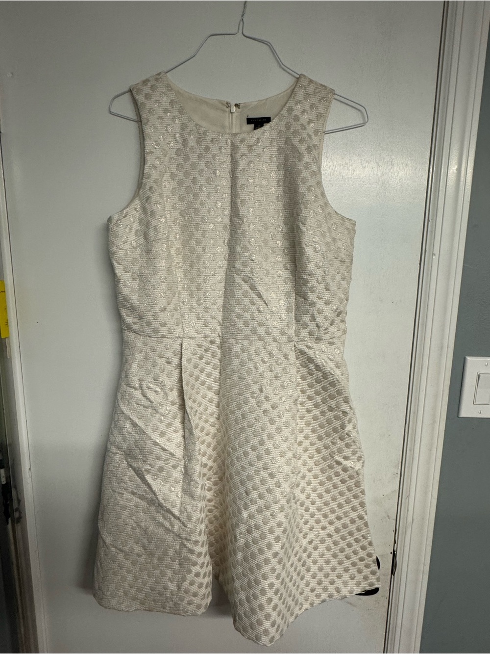Ann Taylor Women's White Textured Fit and Flare Dress Size 12
